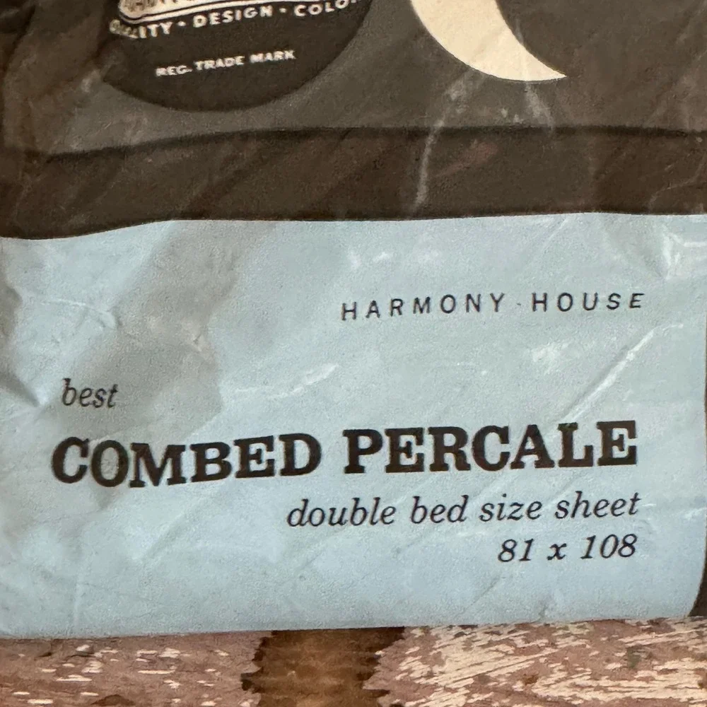 Vintage Harmony House White Combed Percale Double Bed Flat Sheet 81x108 No 6908